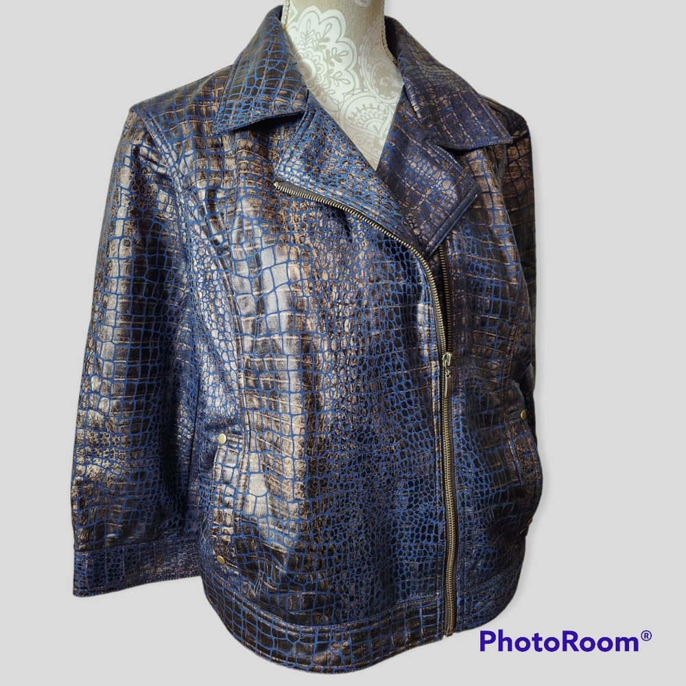 Ruby Road Blue Bronze Moto Jacket size 16